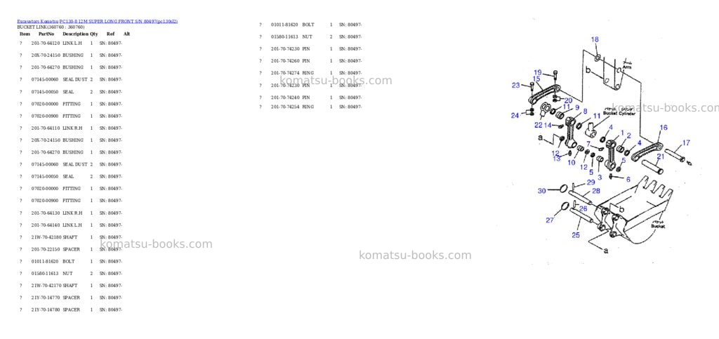 Komatsu pc130-8 12m super long front s/n 80497 Parts catalog cover Page 8