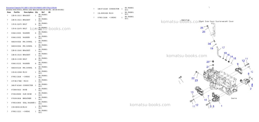 Komatsu PC138US-11E0 S/N F60001 AND UP Parts catalog cover Page 2