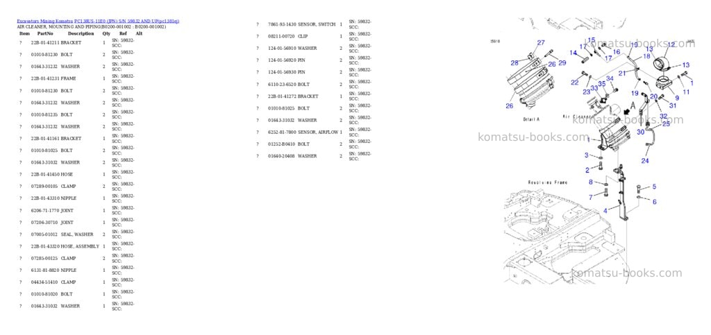 Komatsu PC138US-11E0 (JPN) S/N 59832 AND UP Parts catalog cover Page 5
