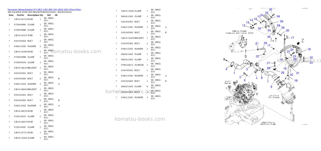 Komatsu PC138US-11E0 (JPN) S/N 59832 AND UP Parts catalog cover Page 6