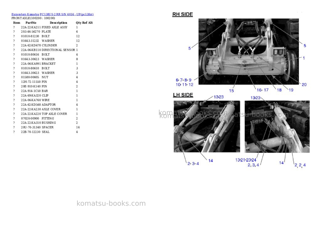 Komatsu pc138us-2 rr s/n 6016 - up Parts catalog cover Page 10