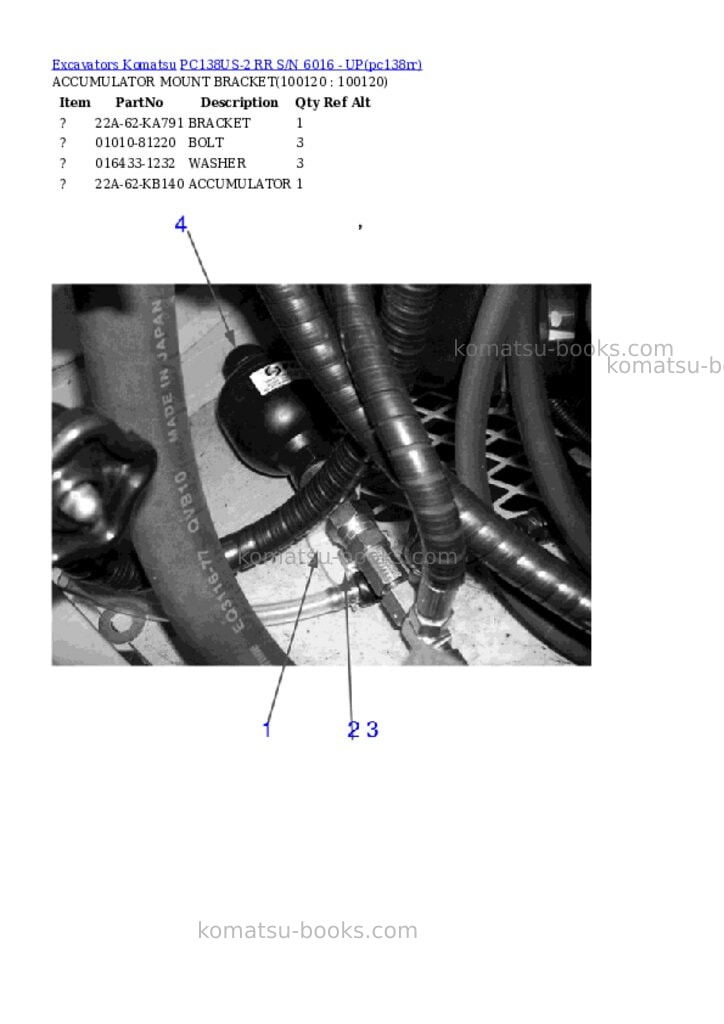 Komatsu pc138us-2 rr s/n 6016 - up Parts catalog cover Page 2