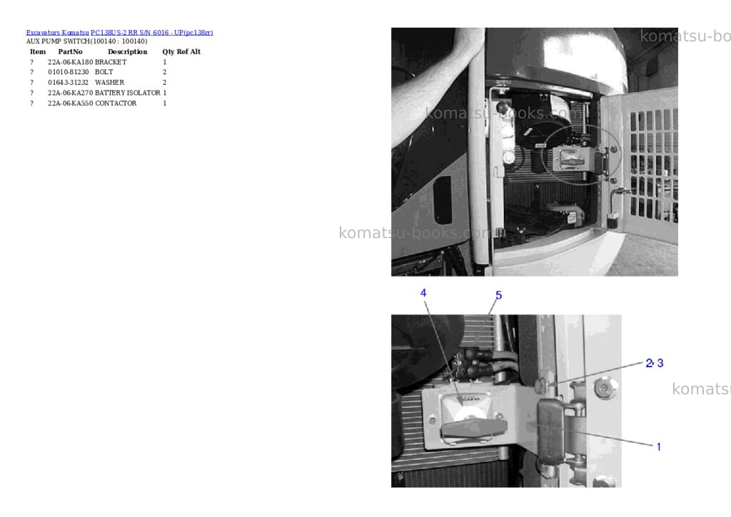Komatsu pc138us-2 rr s/n 6016 - up Parts catalog cover Page 4