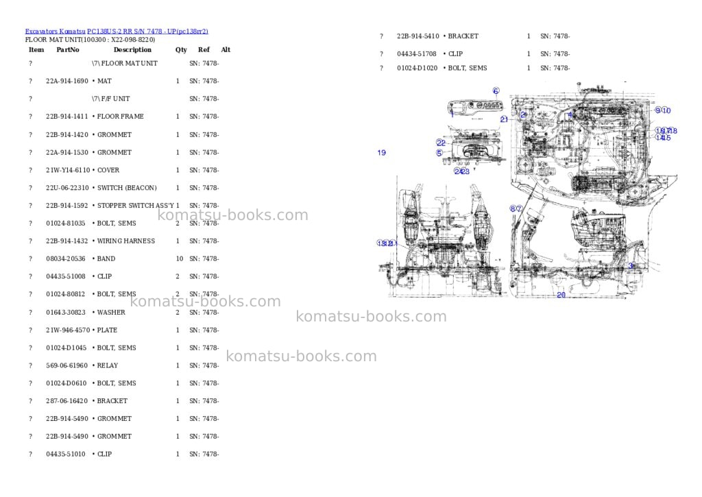 Komatsu pc138us-2 rr s/n 7478 - up Parts catalog cover Page 3