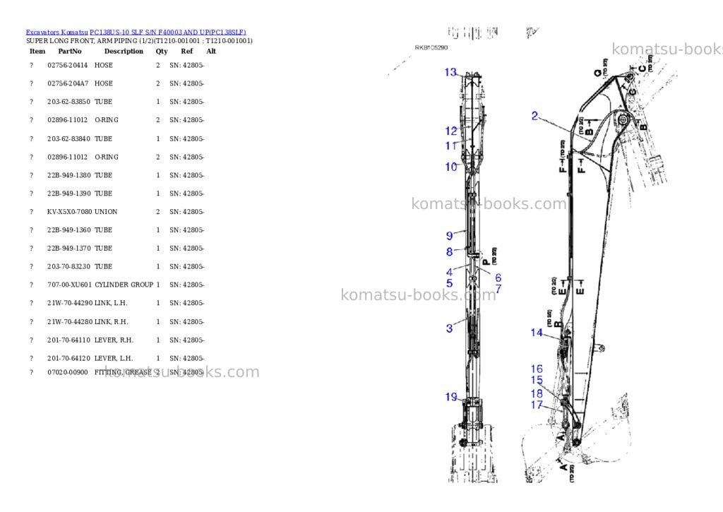 Komatsu pc138us-10 slf s/n f40003 and up Parts catalog cover Page 10