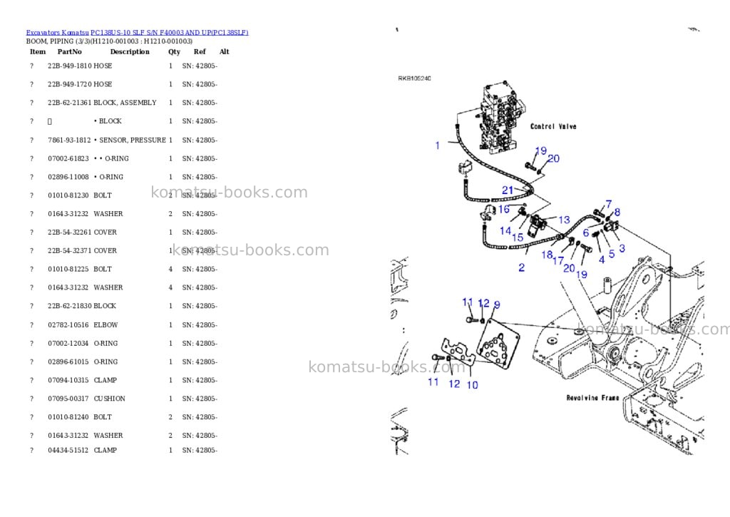 Komatsu pc138us-10 slf s/n f40003 and up Parts catalog cover Page 3