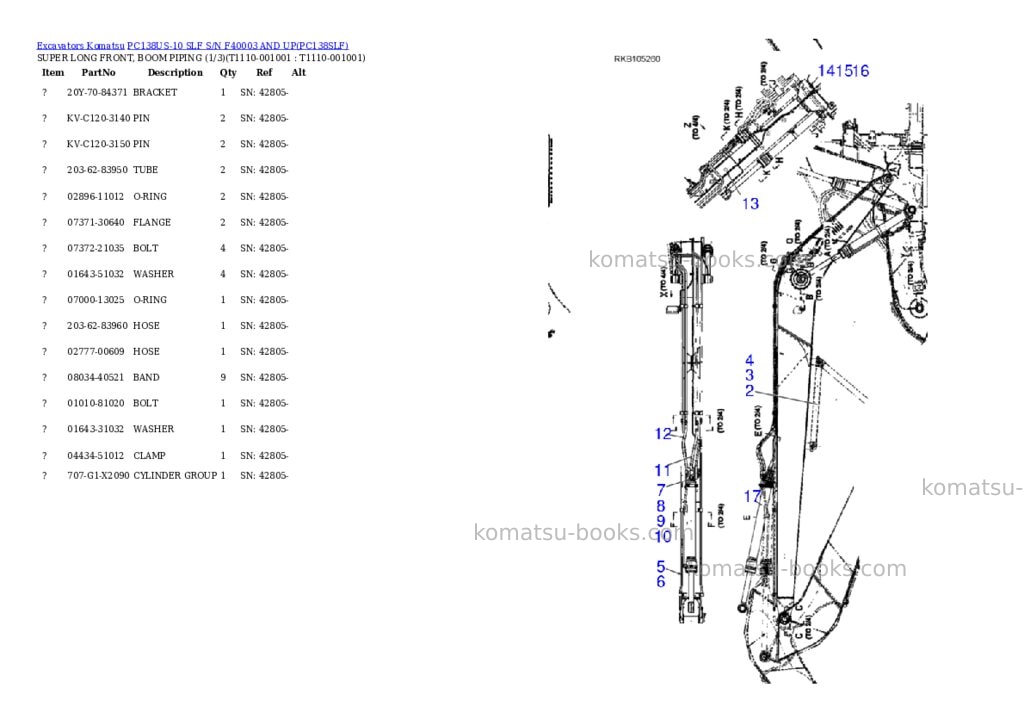 Komatsu pc138us-10 slf s/n f40003 and up Parts catalog cover Page 5