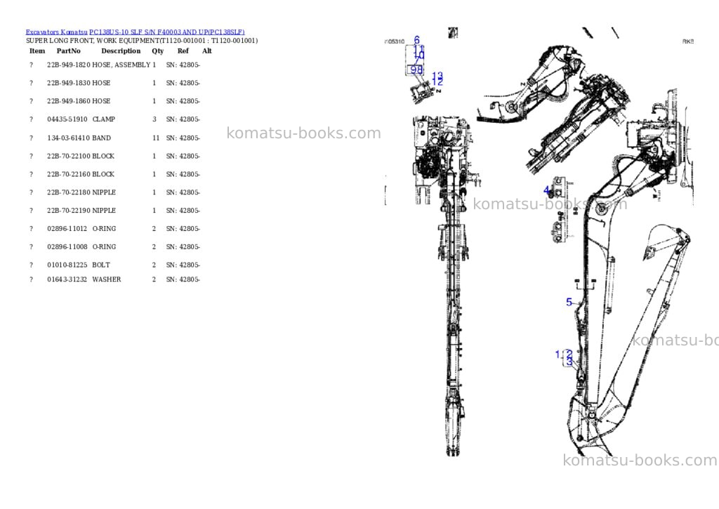 Komatsu pc138us-10 slf s/n f40003 and up Parts catalog cover Page 8