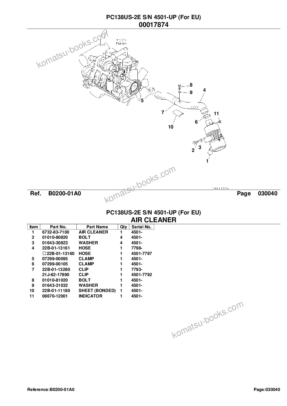 Komatsu pc138us-2e s/n 4501-up for eu Parts catalog cover Page 6