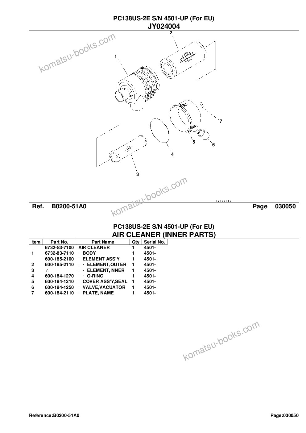 Komatsu pc138us-2e s/n 4501-up for eu Parts catalog cover Page 7