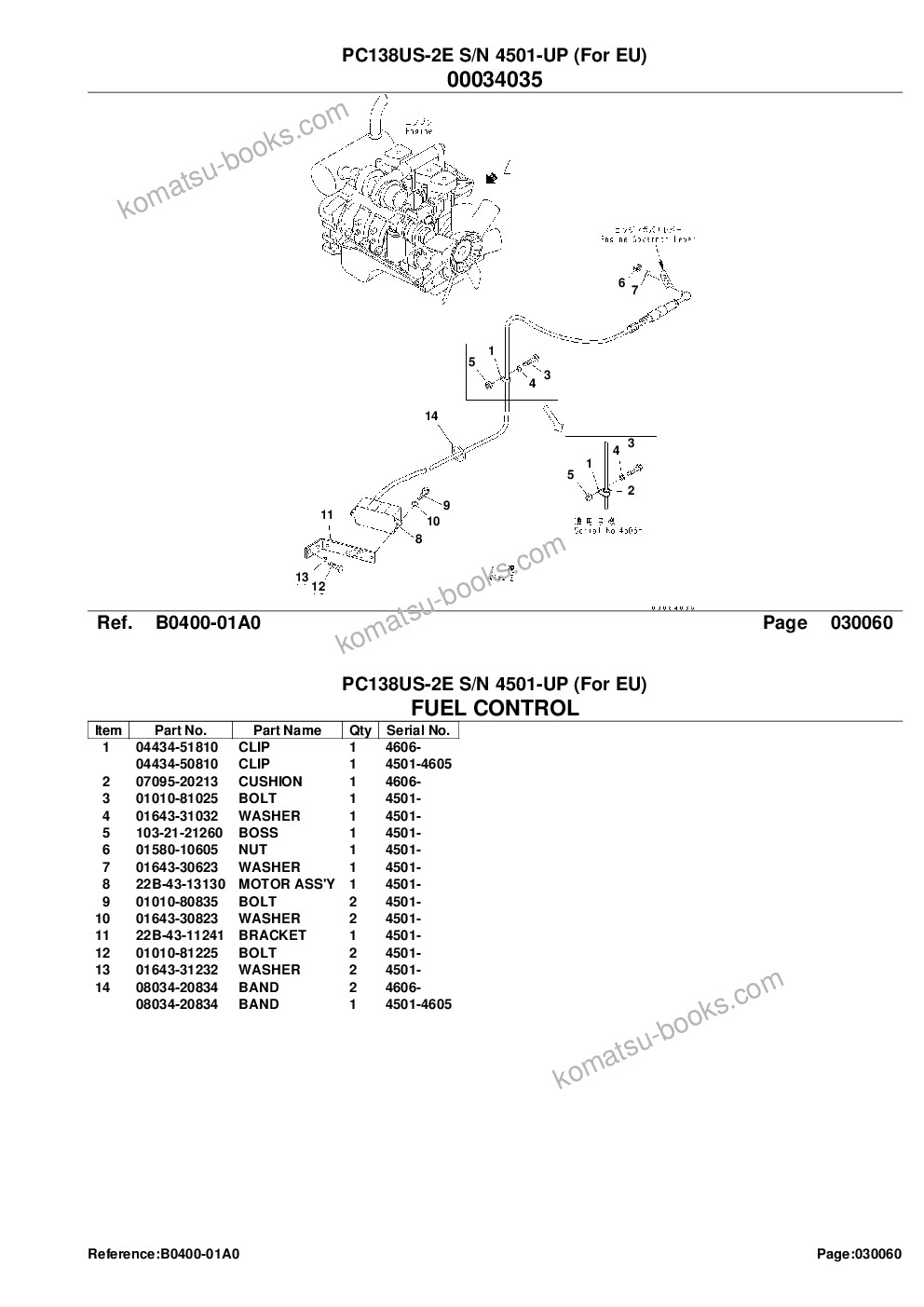 Komatsu pc138us-2e s/n 4501-up for eu Parts catalog cover Page 8