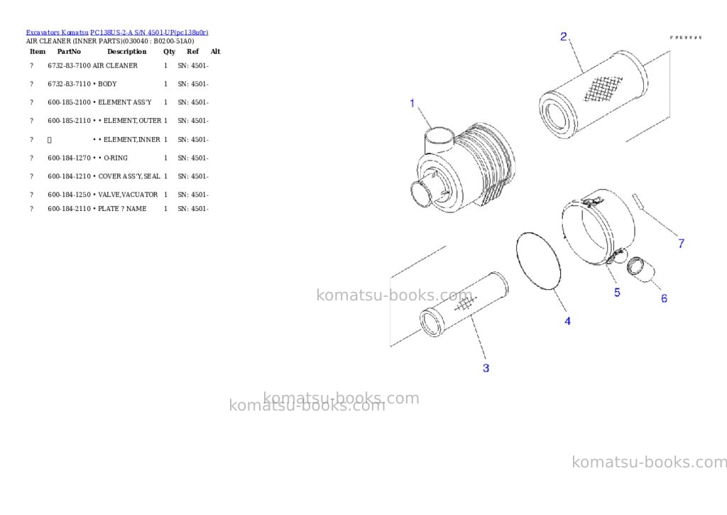 Komatsu pc138us-2-a s/n 4501-up Parts catalog cover Page 3