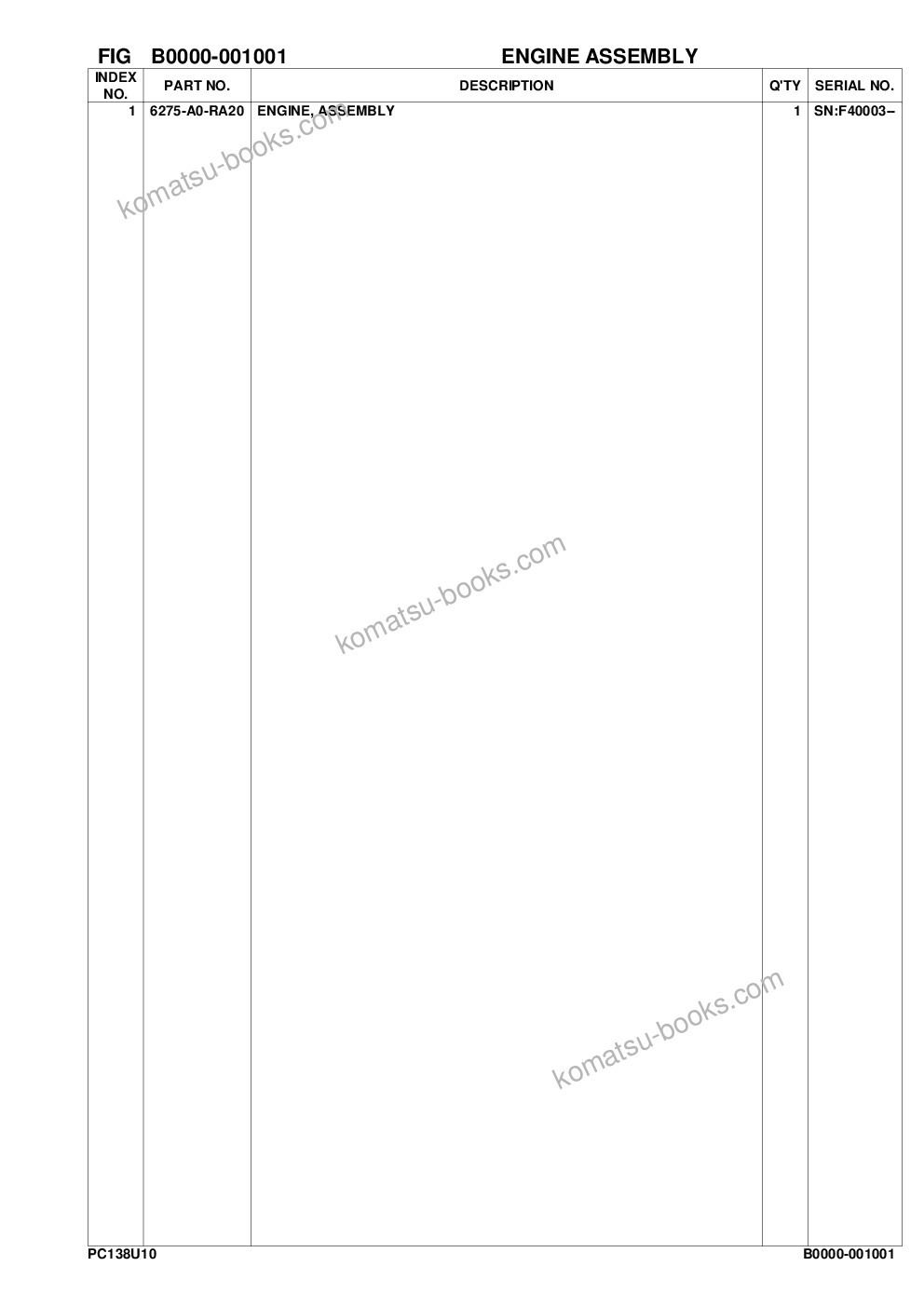 Komatsu pc138us-10 s/n f40003 and up Parts catalog cover Page 4