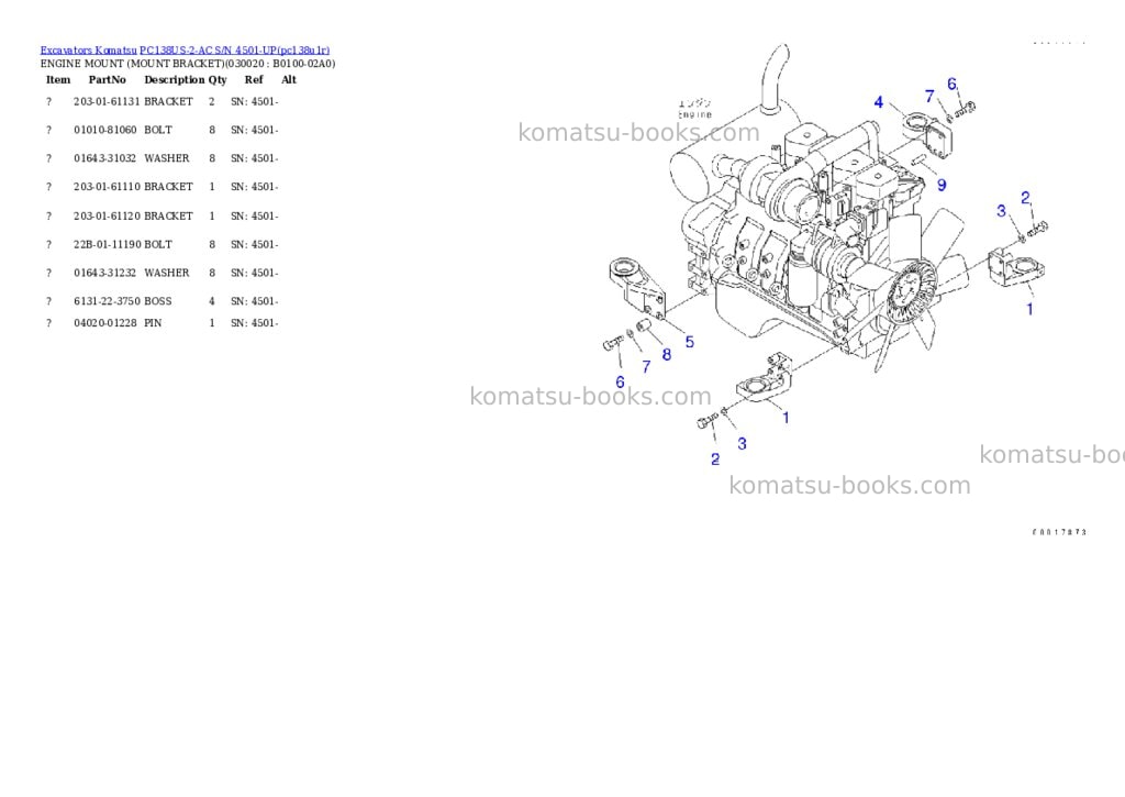 Komatsu pc138us-2-ac s/n 4501-up Parts catalog cover