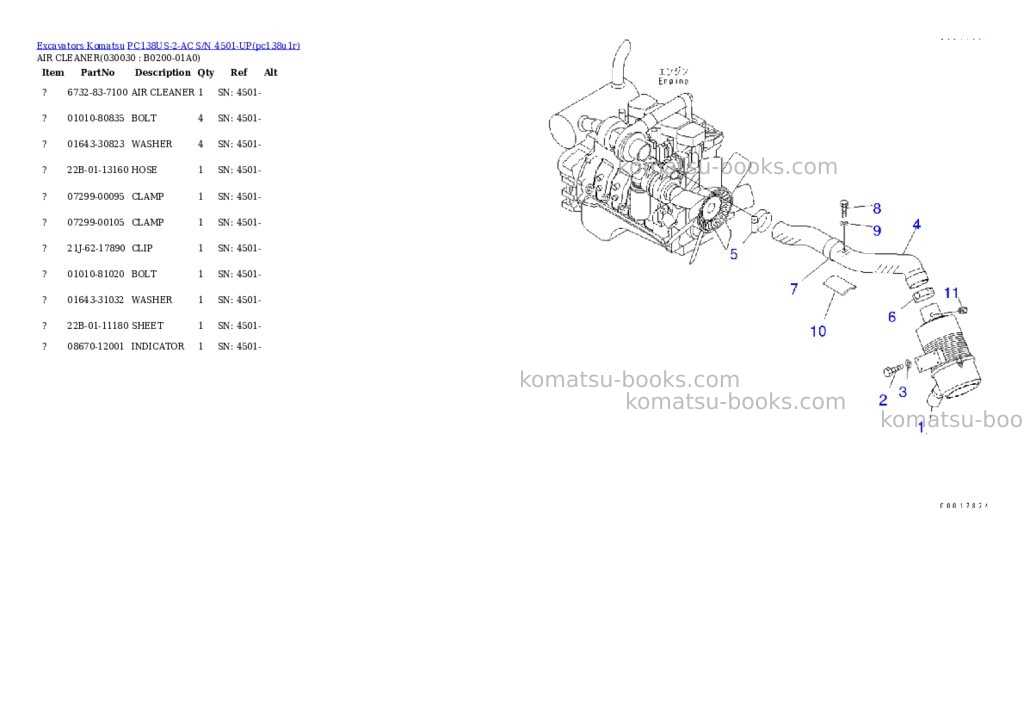 Komatsu pc138us-2-ac s/n 4501-up Parts catalog cover Page 2