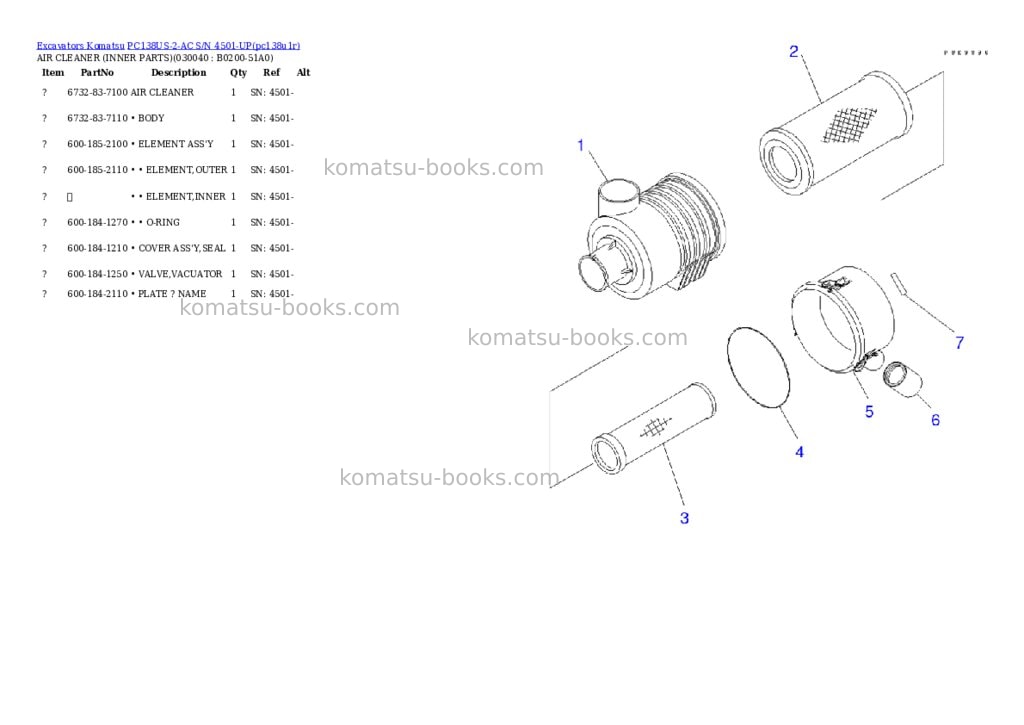 Komatsu pc138us-2-ac s/n 4501-up Parts catalog cover Page 3