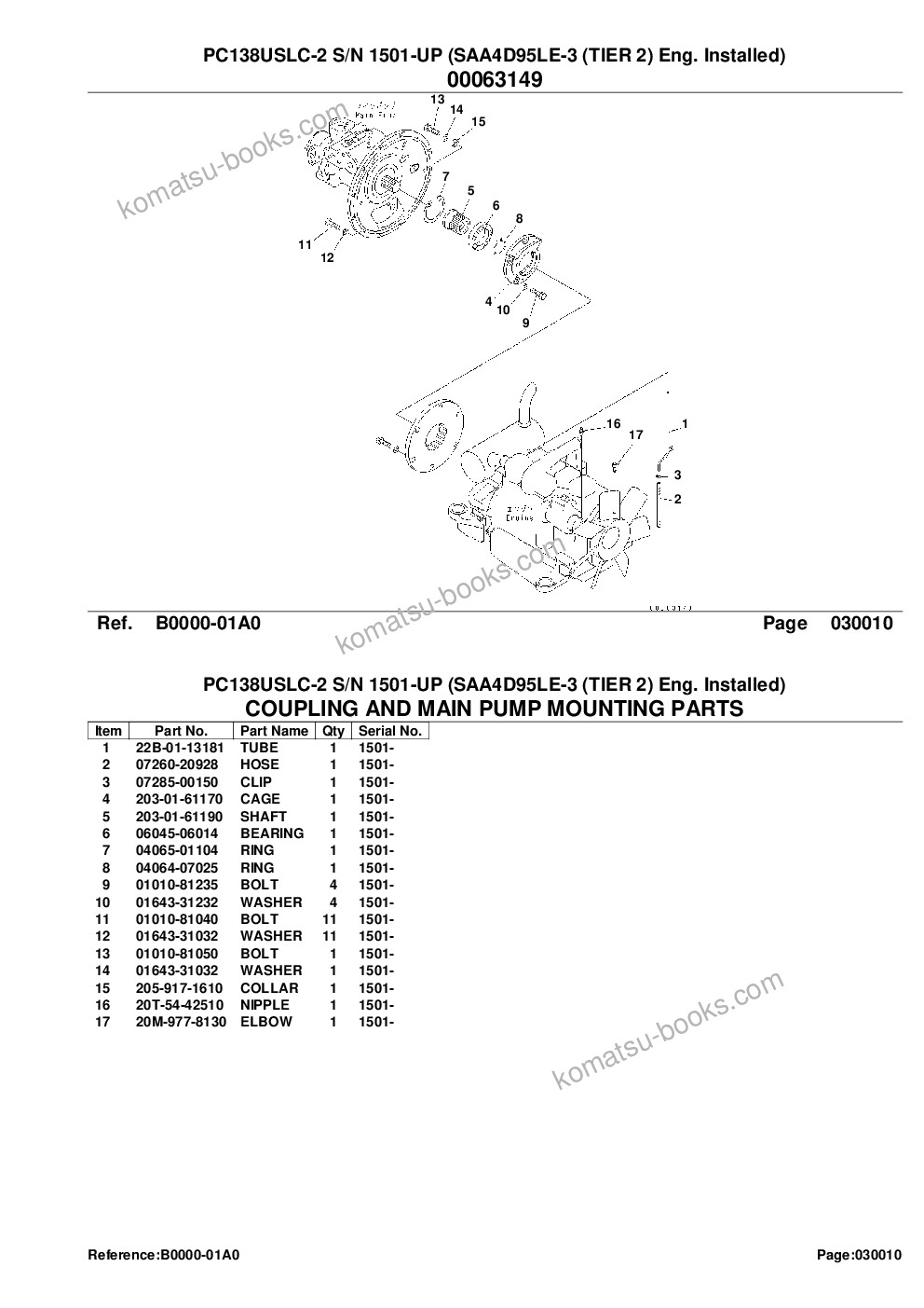 Komatsu pc138uslc-2 s/n 1501-up saa4d95le-3 tier 2 eng. installed Parts catalog cover Page 3