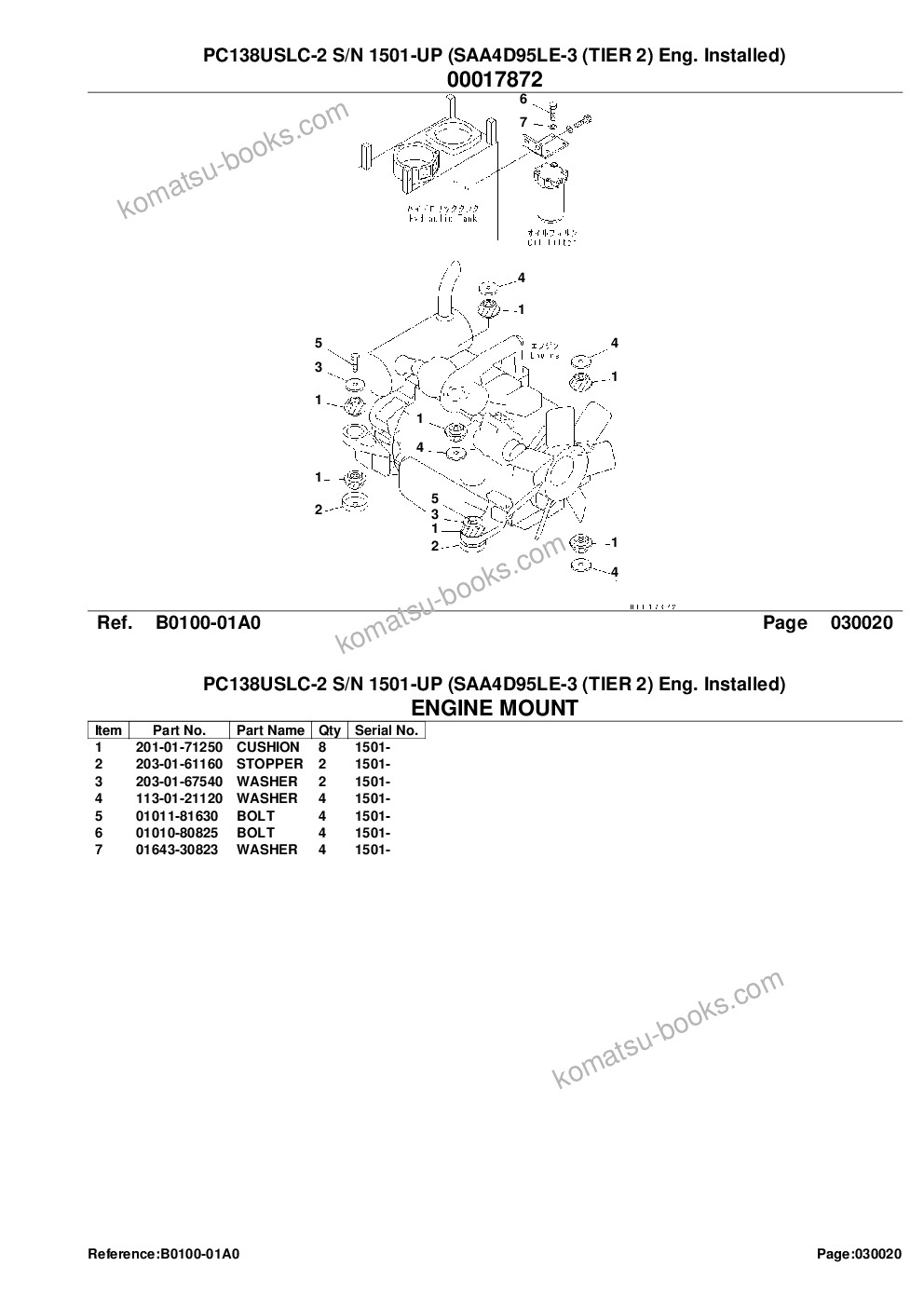 Komatsu pc138uslc-2 s/n 1501-up saa4d95le-3 tier 2 eng. installed Parts catalog cover Page 4