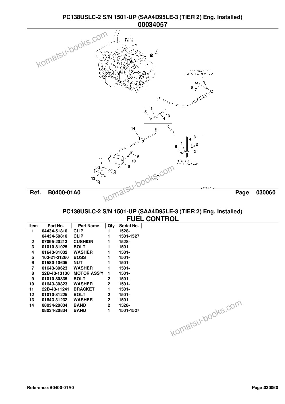 Komatsu pc138uslc-2 s/n 1501-up saa4d95le-3 tier 2 eng. installed Parts catalog cover Page 8