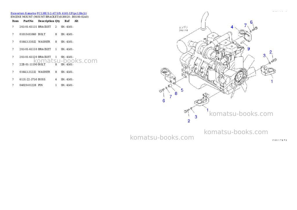 Komatsu pc138us-2-at s/n 4501-up Parts catalog cover Komatsu pc138us-2-at s/n 4501-up Parts catalog cover
