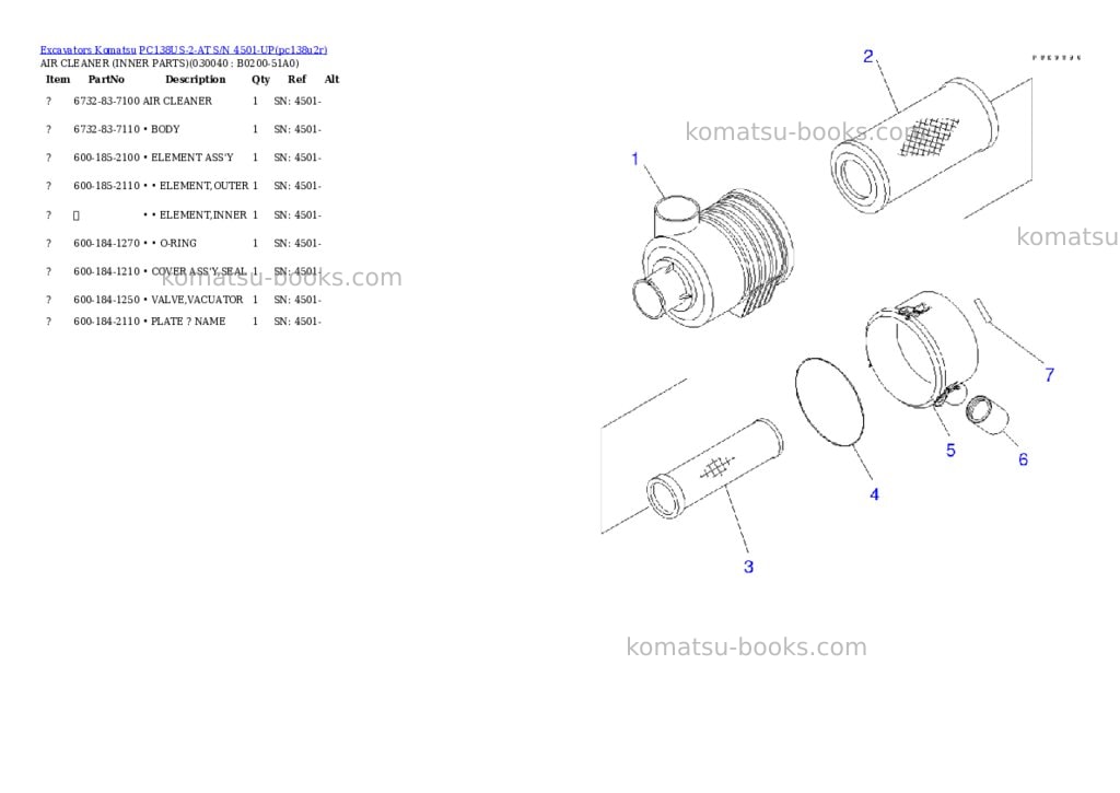 Komatsu pc138us-2-at s/n 4501-up Parts catalog cover Page 3 Komatsu pc138us-2-at s/n 4501-up Parts catalog cover Page 3