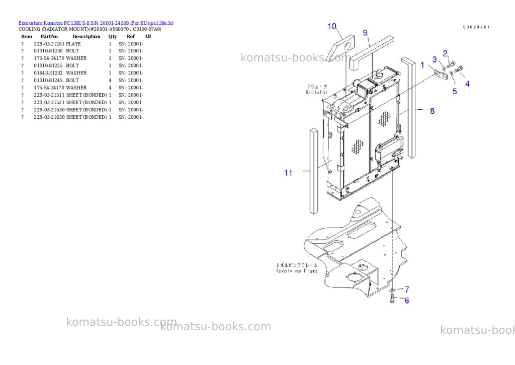 Komatsu PC138US-8 S/N 20001-24509 (For EU) Parts catalog cover Page 10