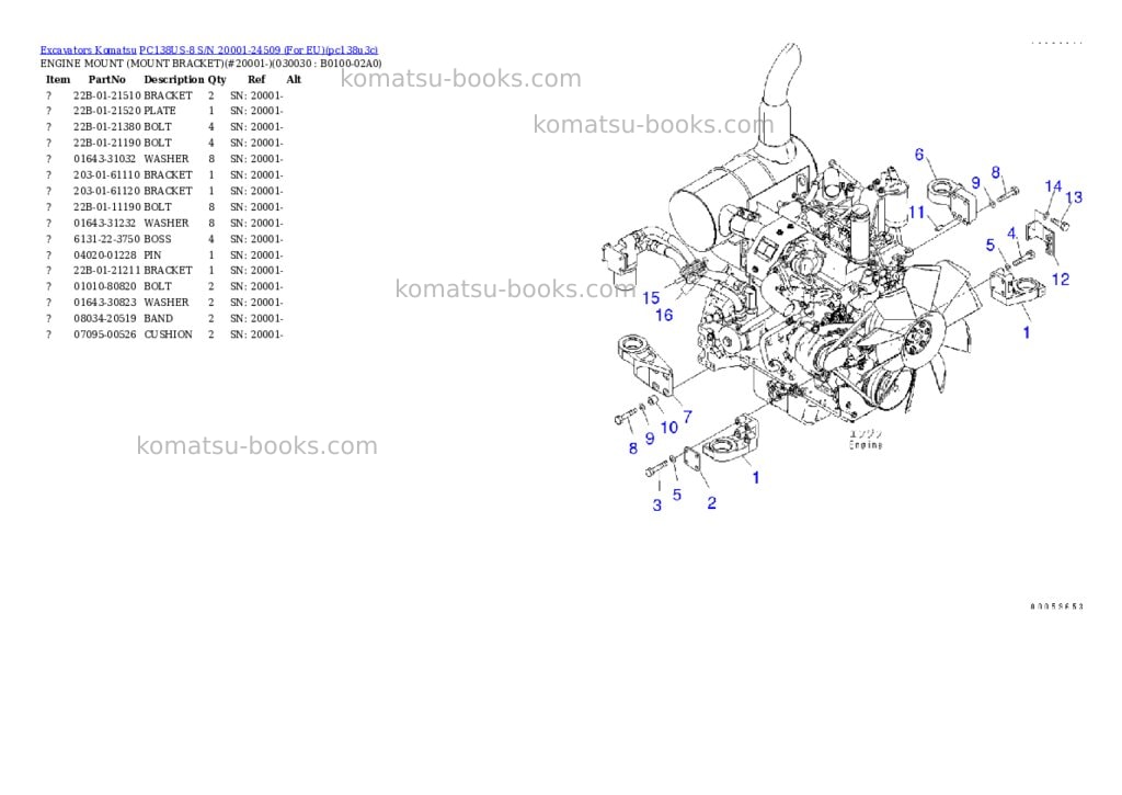 Komatsu PC138US-8 S/N 20001-24509 (For EU) Parts catalog cover Page 2