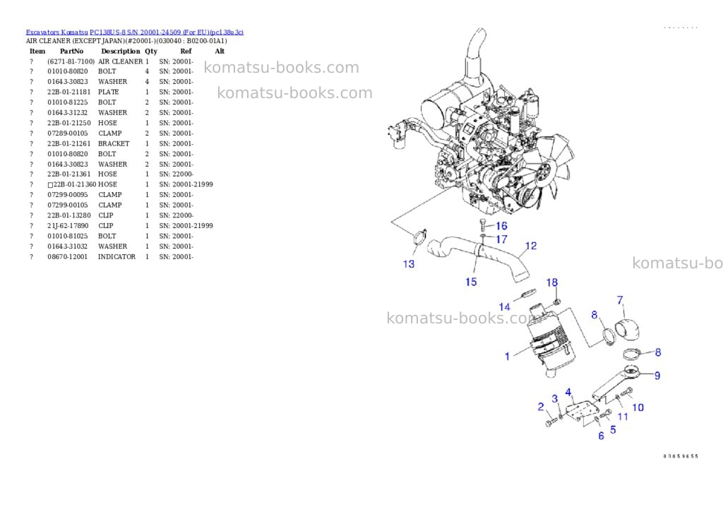 Komatsu PC138US-8 S/N 20001-24509 (For EU) Parts catalog cover Page 3