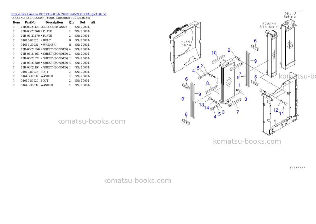 Komatsu PC138US-8 S/N 20001-24509 (For EU) Parts catalog cover Page 5