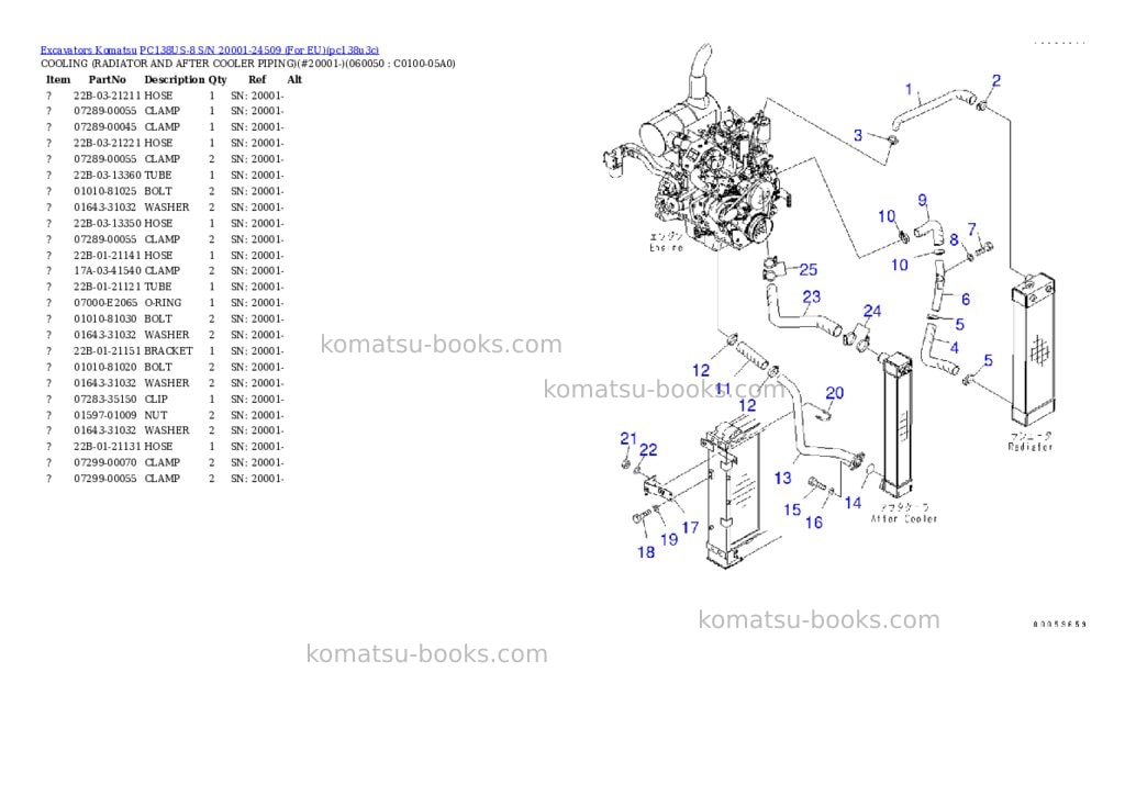Komatsu PC138US-8 S/N 20001-24509 (For EU) Parts catalog cover Page 8