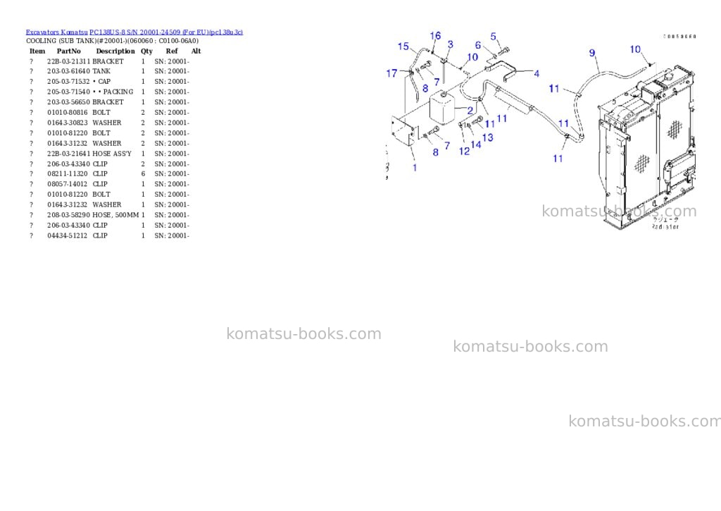 Komatsu PC138US-8 S/N 20001-24509 (For EU) Parts catalog cover Page 9