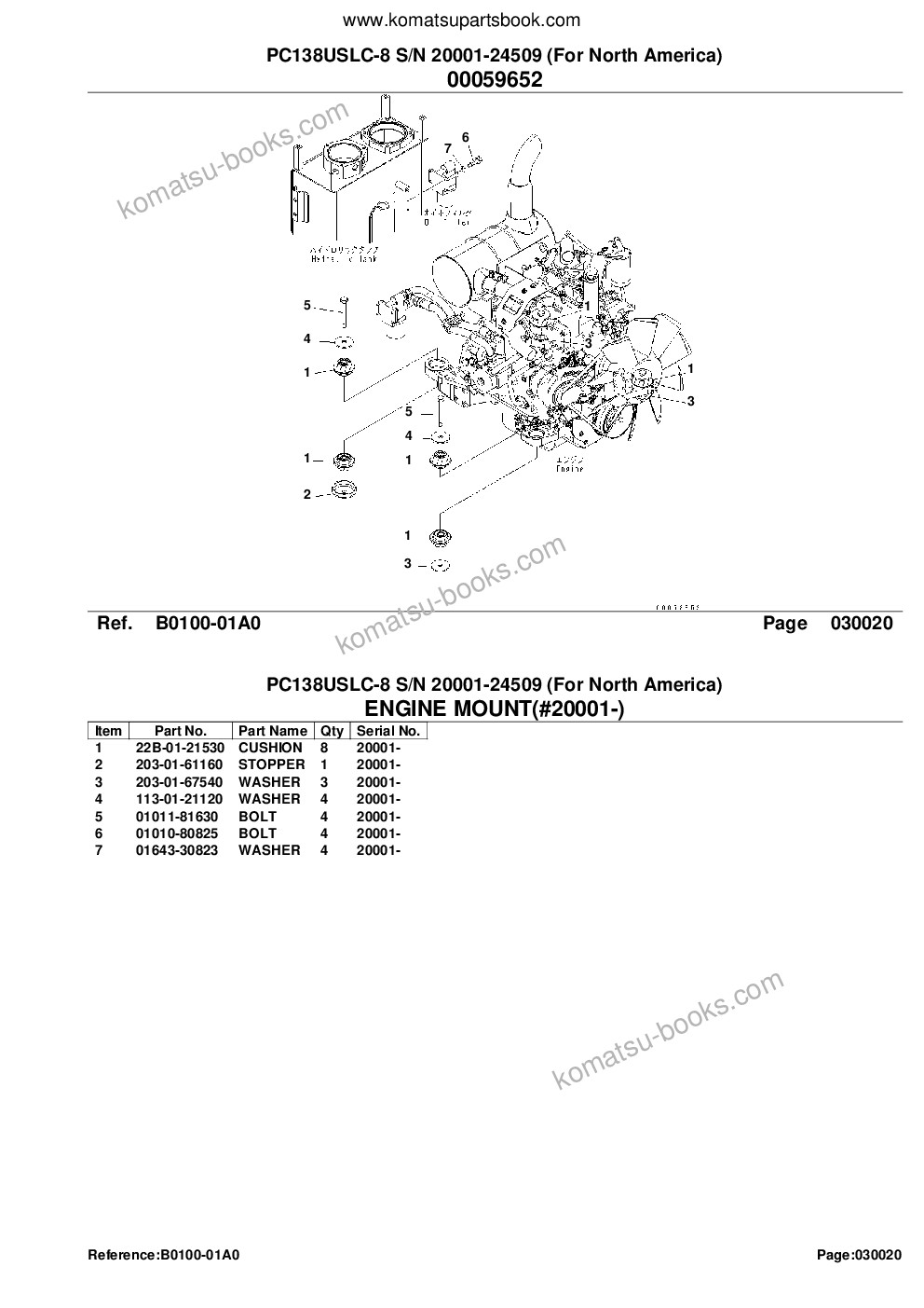 Komatsu pc138uslc-8 s/n 20001-24509 for north america Parts catalog cover Page 4