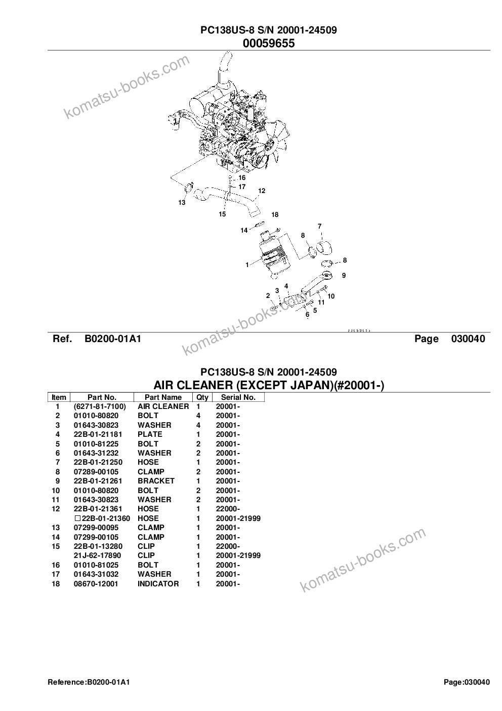 Komatsu pc138us-8 s/n 20001-24509 for eu Parts catalog cover Page 6