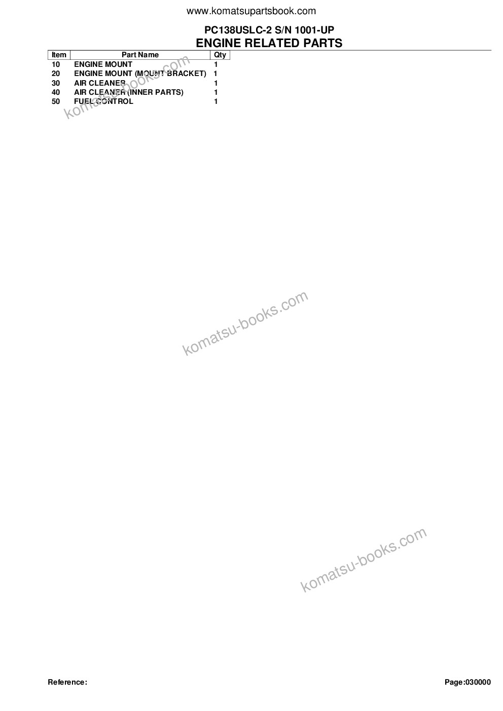 Komatsu pc138uslc-2 s/n 1001-up Parts catalog cover Page 2