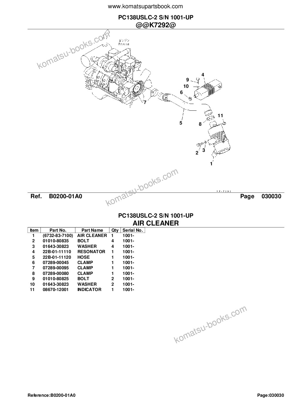 Komatsu pc138uslc-2 s/n 1001-up Parts catalog cover Page 5