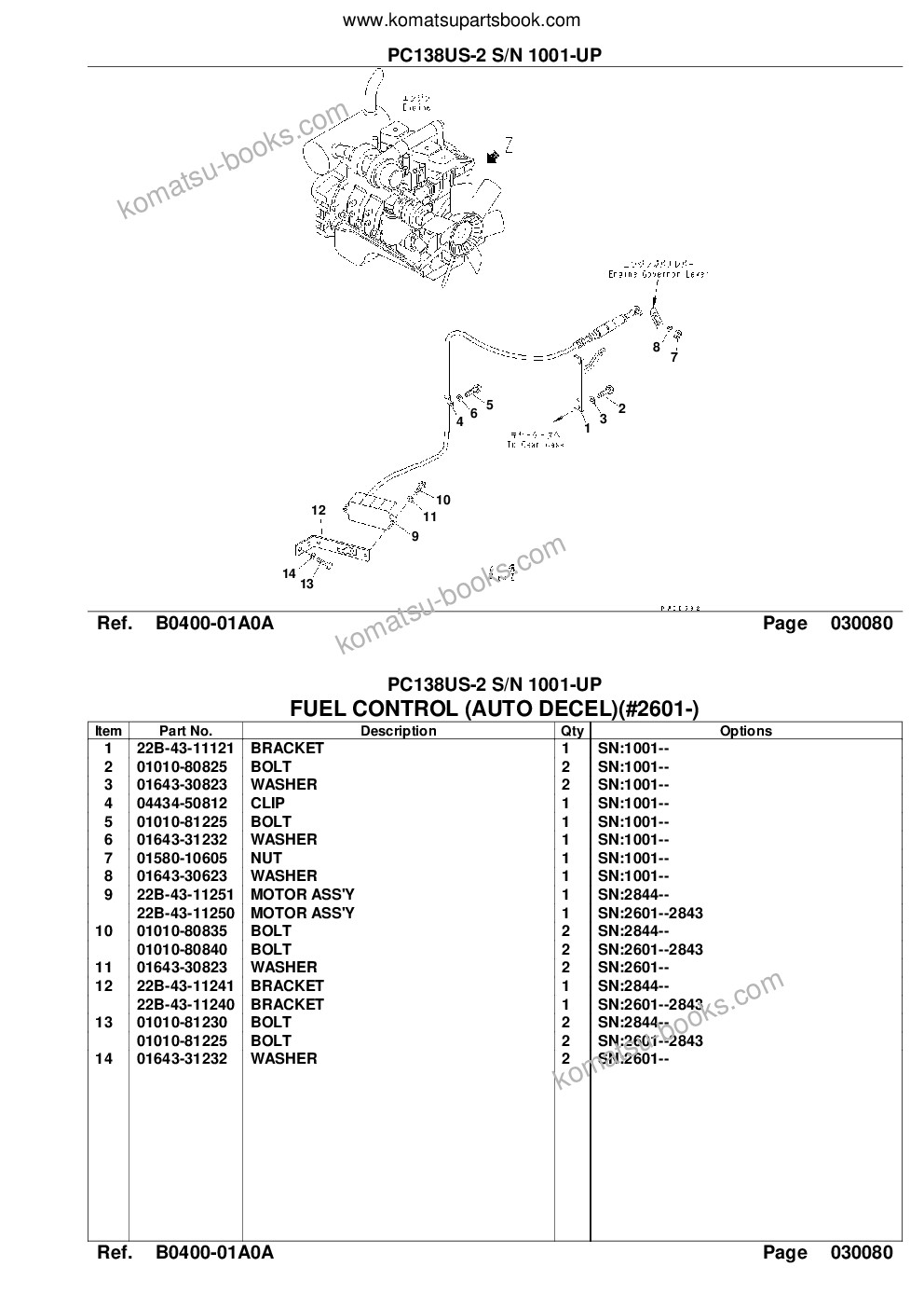 Komatsu pc138us-2 s/n 1001-up Parts catalog cover Page 10