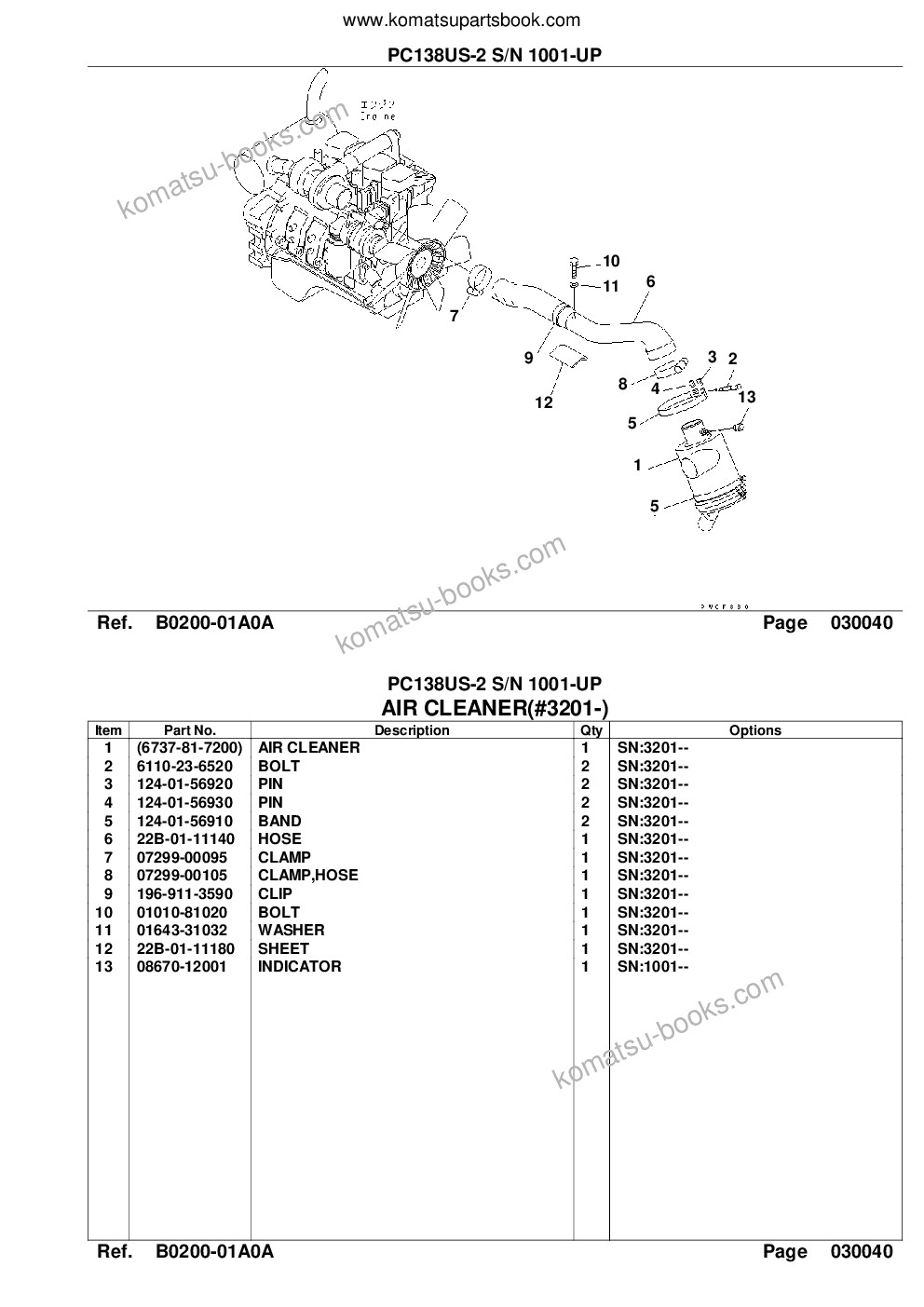 Komatsu pc138us-2 s/n 1001-up Parts catalog cover Page 6