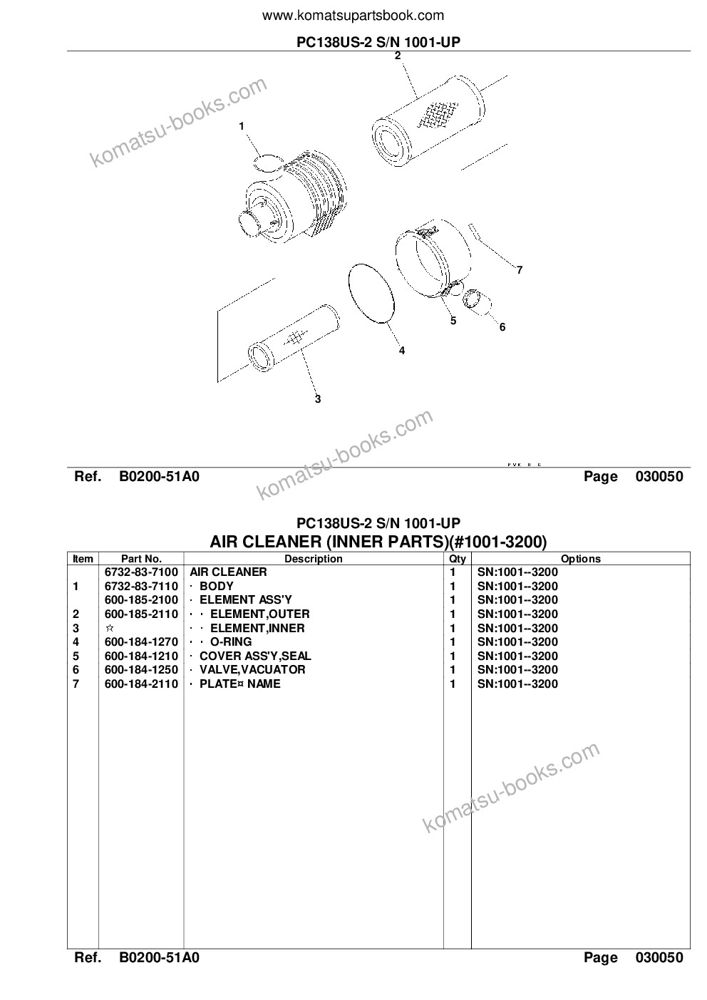 Komatsu pc138us-2 s/n 1001-up Parts catalog cover Page 7