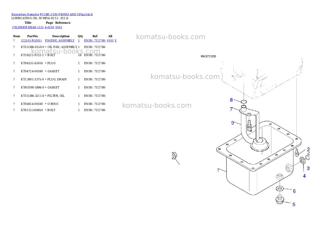 Komatsu pc14r-3 s/n f40003- Parts catalog cover Page 10 Komatsu pc14r-3 s/n f40003- Parts catalog cover Page 10