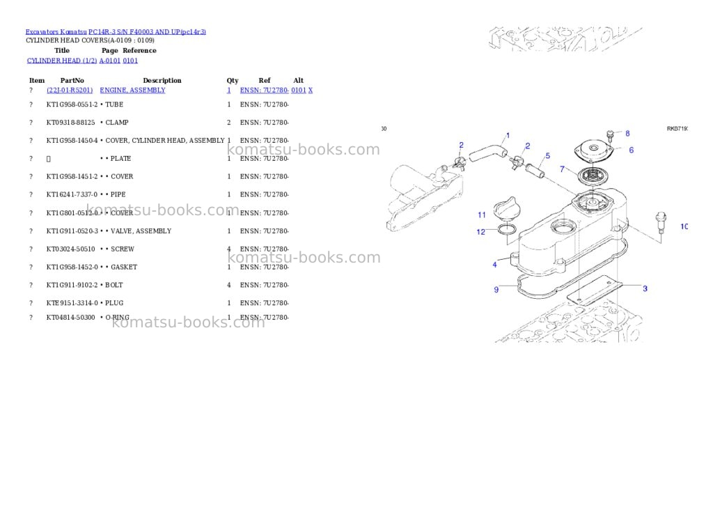 Komatsu pc14r-3 s/n f40003- Parts catalog cover Page 2 Komatsu pc14r-3 s/n f40003- Parts catalog cover Page 2