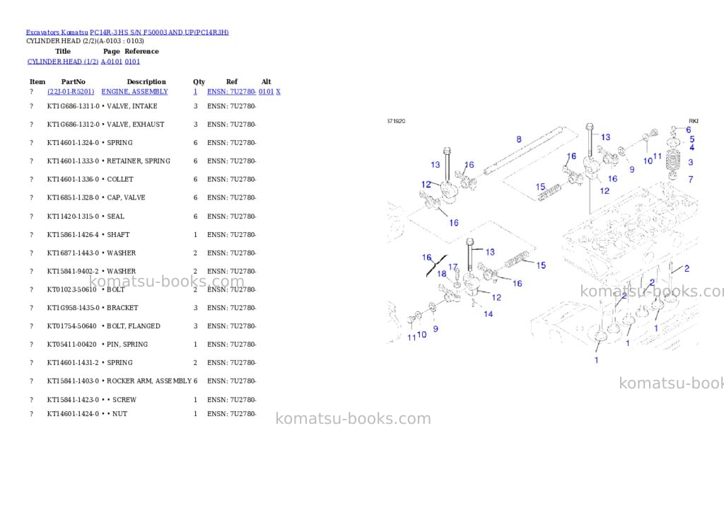 Komatsu pc14r-3 hs s/n f50003 and up Parts catalog cover