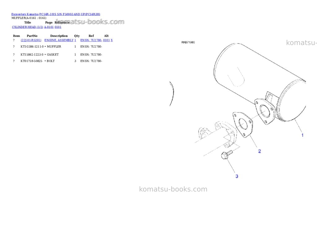 Komatsu pc14r-3 hs s/n f50003 and up Parts catalog cover Page 6