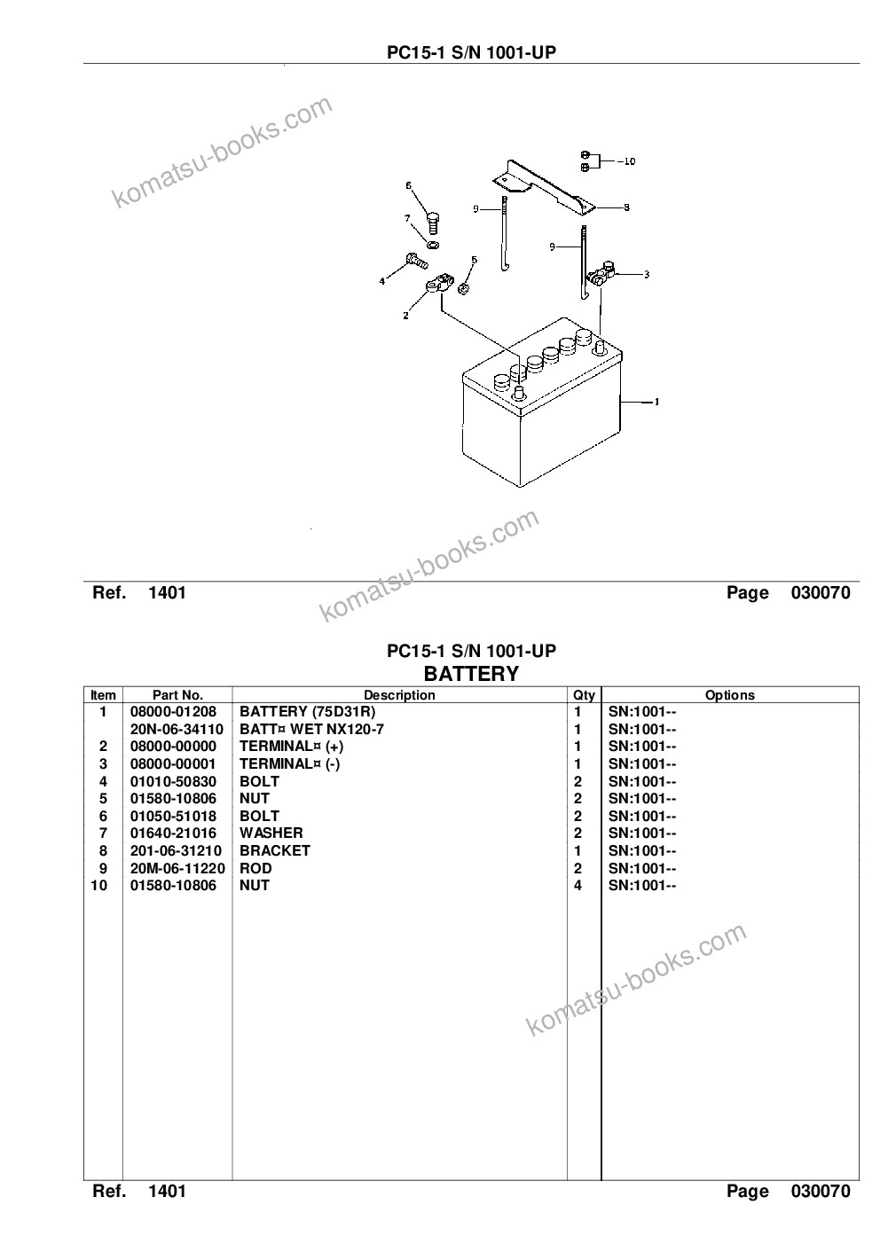 Komatsu PC15-1 S/N 1001-UP Katalog części okładka Strona 10