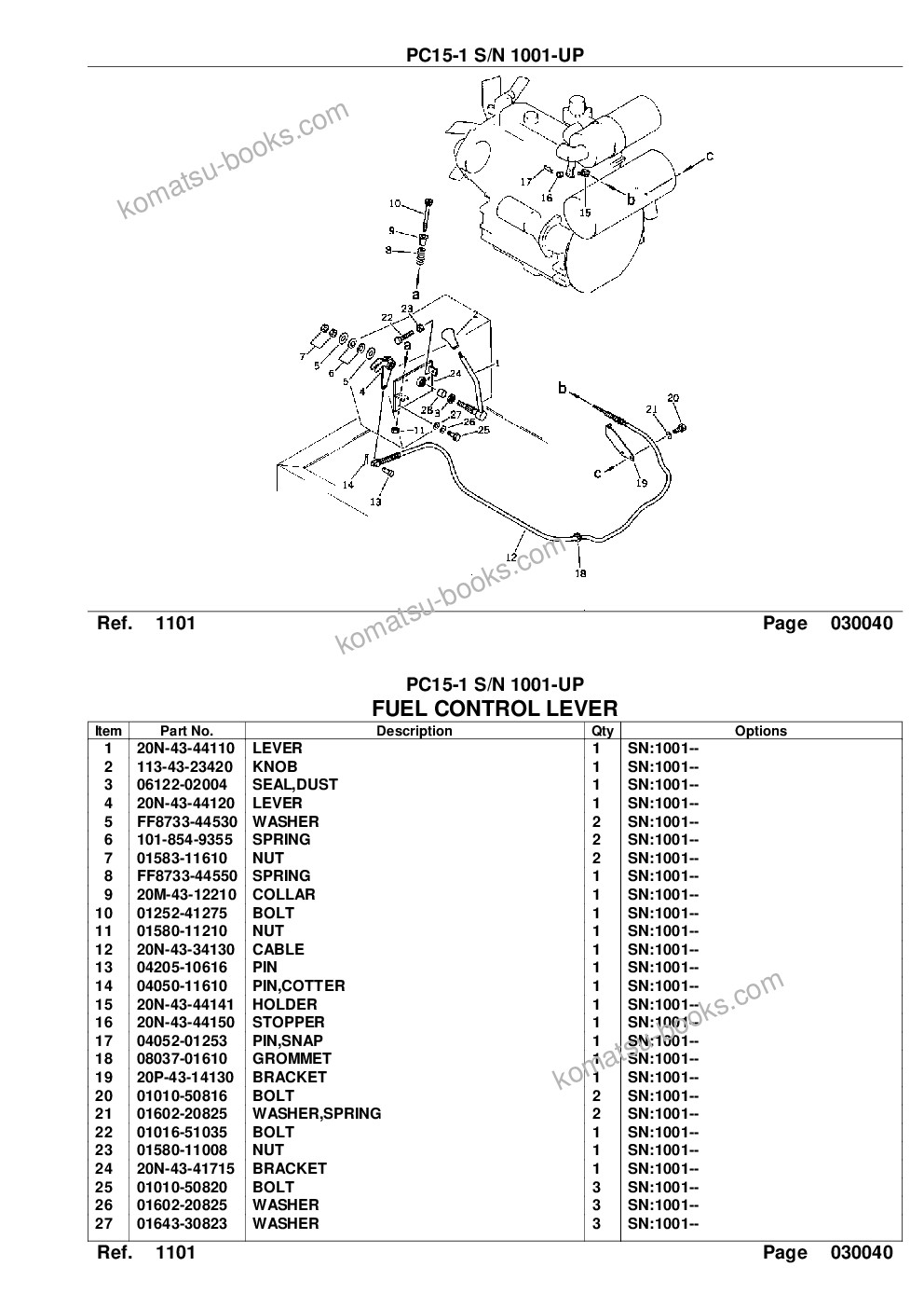 Komatsu PC15-1 S/N 1001-UP Katalog części okładka Strona 6