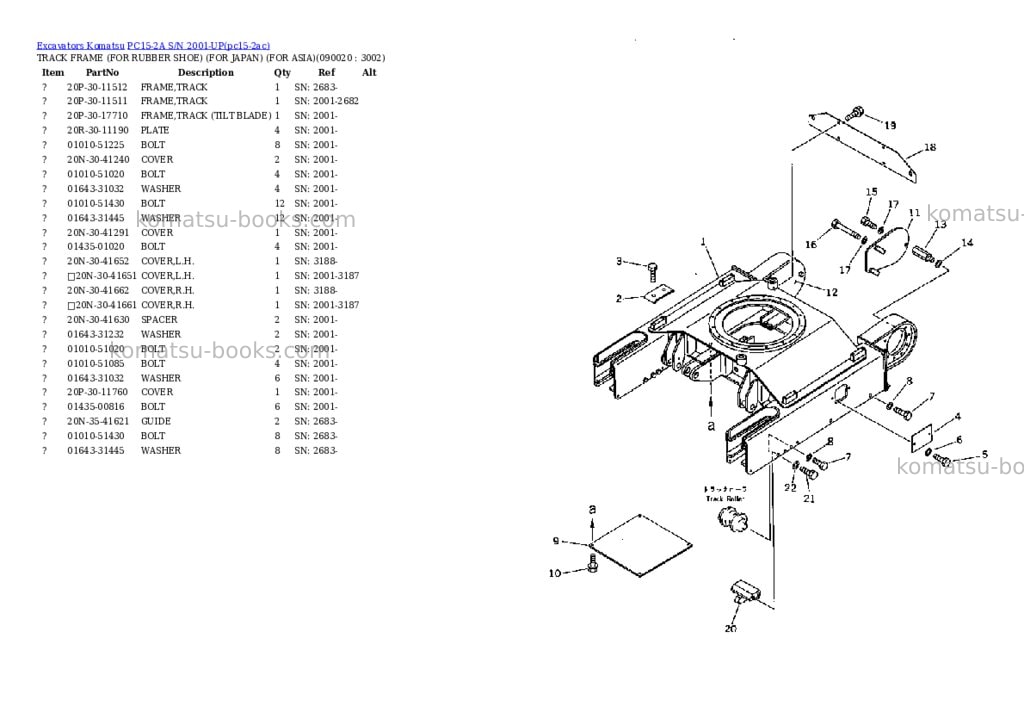 Komatsu pc15-2a s/n 2001-up Parts catalog cover Page 10 Komatsu pc15-2a s/n 2001-up Parts catalog cover Page 10