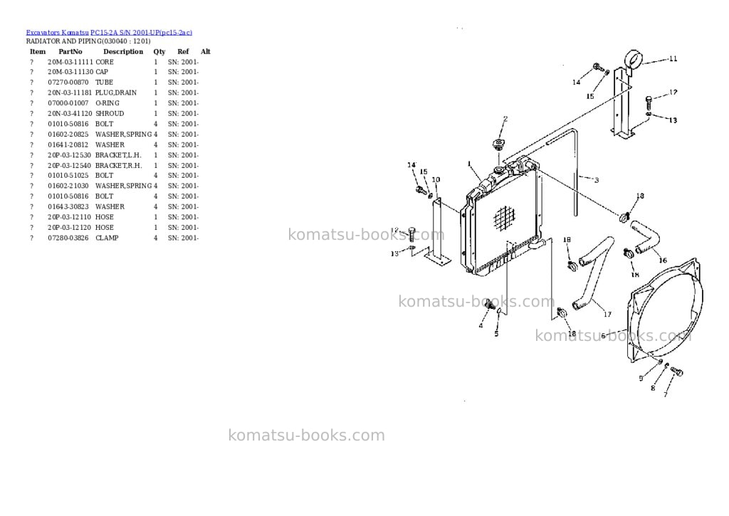Komatsu pc15-2a s/n 2001-up Parts catalog cover Page 3 Komatsu pc15-2a s/n 2001-up Parts catalog cover Page 3