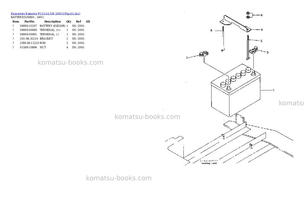 Komatsu pc15-2a s/n 2001-up Parts catalog cover Page 5 Komatsu pc15-2a s/n 2001-up Parts catalog cover Page 5