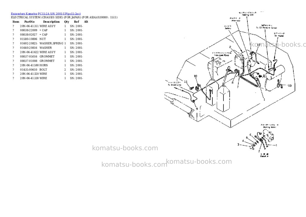 Komatsu pc15-2a s/n 2001-up Parts catalog cover Page 7 Komatsu pc15-2a s/n 2001-up Parts catalog cover Page 7