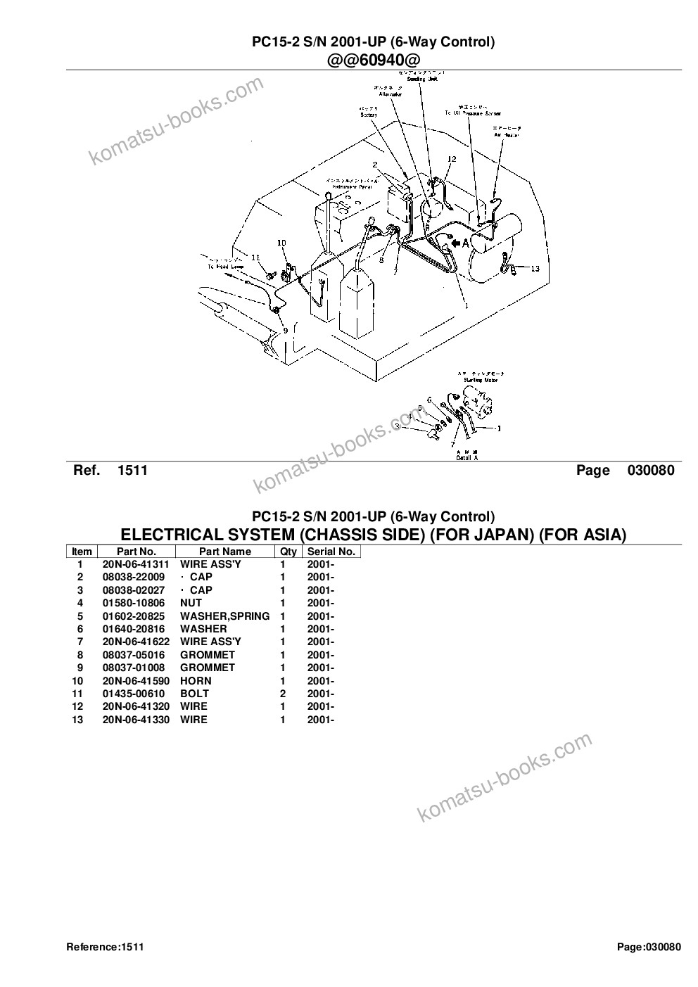 Komatsu PC15-2 S/N 2001-UP (6-Way Control) Parts catalog cover Page 10 Komatsu PC15-2 S/N 2001-UP (6-Way Control) Parts catalog cover Page 10