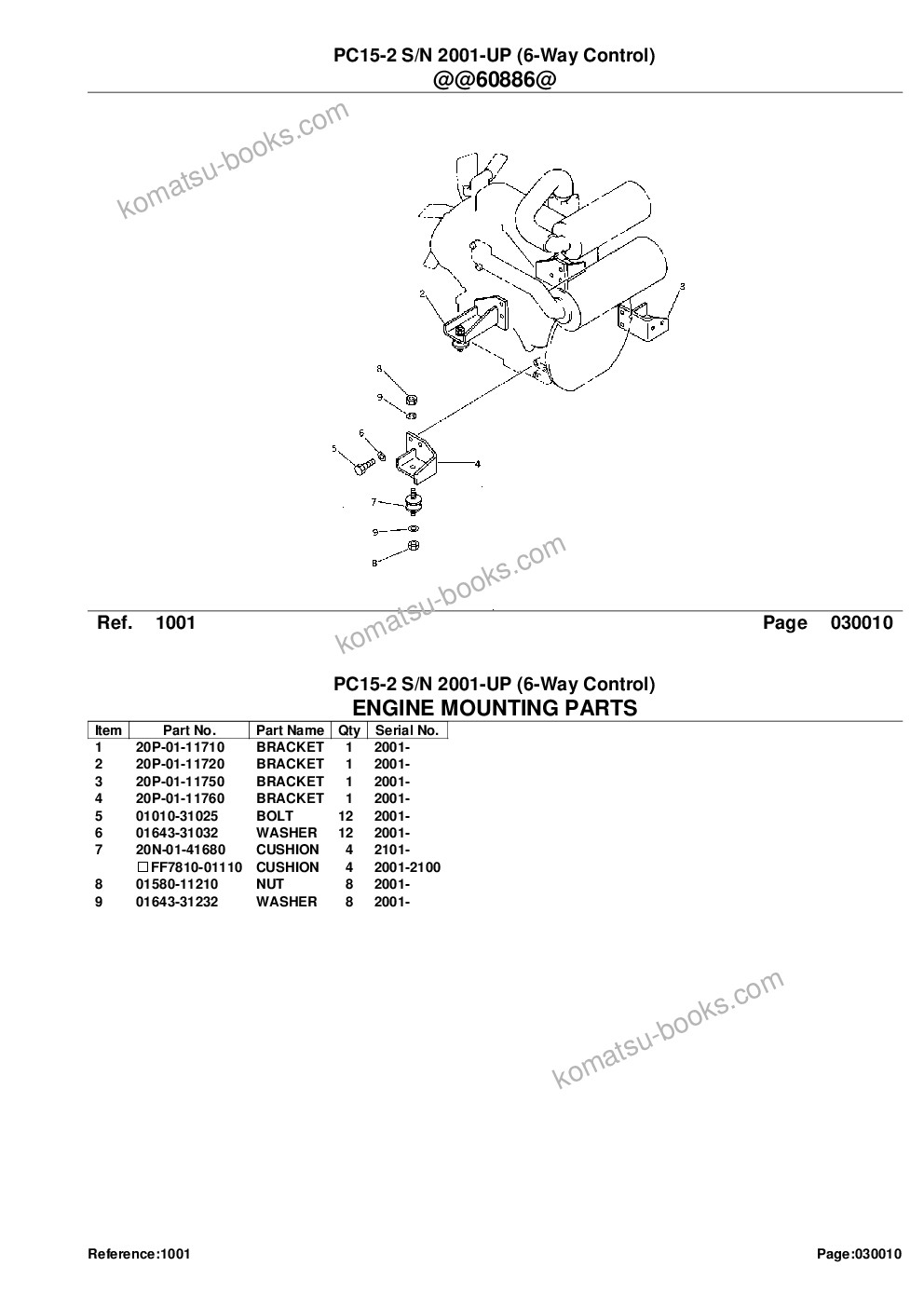 Komatsu PC15-2 S/N 2001-UP (6-Way Control) Parts catalog cover Page 3 Komatsu PC15-2 S/N 2001-UP (6-Way Control) Parts catalog cover Page 3